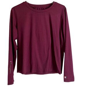 Champion Long Sleeve Top with Back Cut Out Maroon Women's Medium